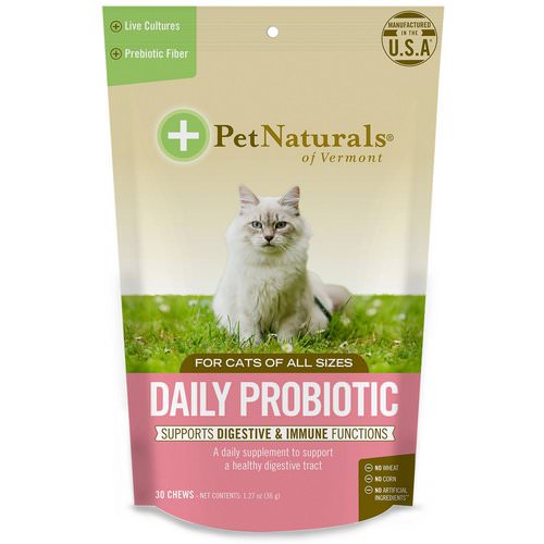 Pet Naturals of Vermont, Daily Probiotic, For Cats, 30 Chews, 1.27 oz (36 g) Review