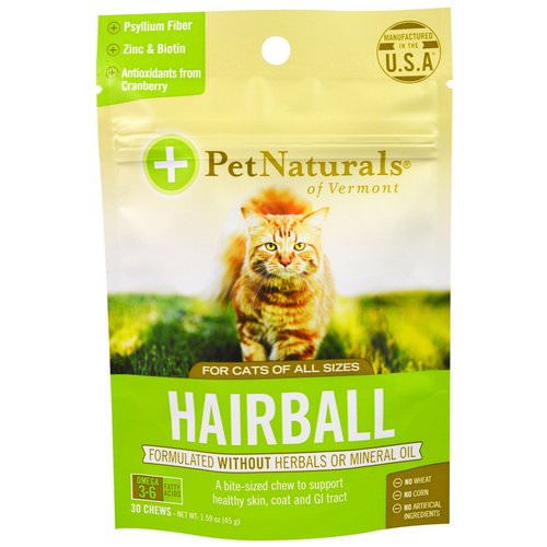 Pet Naturals of Vermont, Hairball, For Cats, 30 Chews, 1.59 oz (45 g) Review