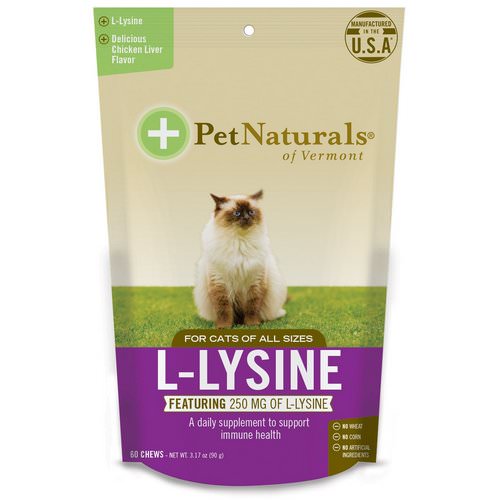 Pet Naturals of Vermont, L-Lysine, For Cats, Chicken Liver Flavor, 250 mg, 60 Chews, 3.17 oz (90 g) Review