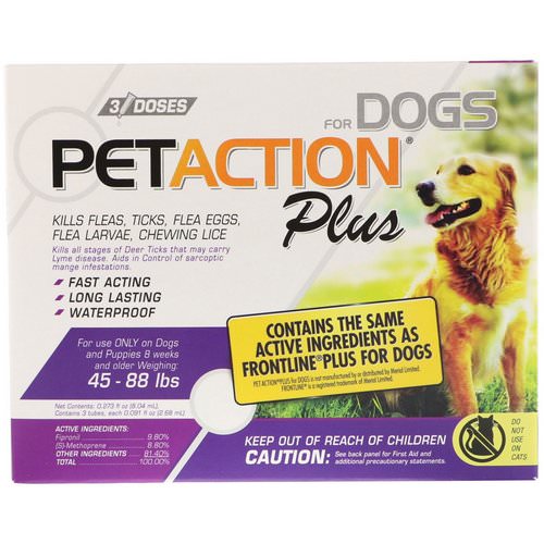 PetAction Plus, For Dogs, 45-88 lbs, 3 Doses - 0.091 fl oz (2.68 ml) Each Review