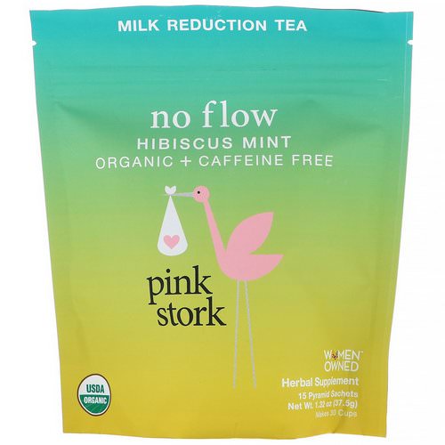 Pink Stork, No Flow, Milk Reduction Tea, Hibiscus Mint, Caffeine Free, 15 Pyramid Sachets, 1.32 oz (37.5 g) Review