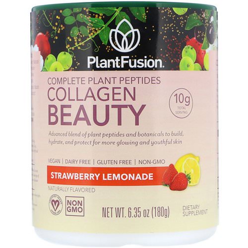 PlantFusion, Complete Plant Peptides, Collagen Beauty, Strawberry Lemonade, 6.35 oz (180 g) Review