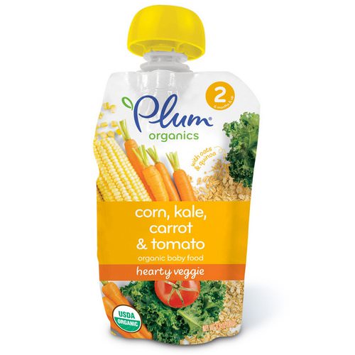 Plum Organics, Organic Baby Food, Stage 2, Hearty Veggie, Corn, Kale, Carrot & Tomato, 3.5 oz (99 g) Review