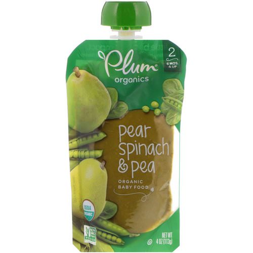 Plum Organics, Organic Baby Food, Stage 2, Pear, Spinach & Pea, 4 oz (113 g) Review