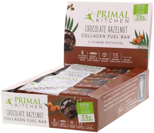 Primal Kitchen, Collagen Fuel Bar, Chocolate Hazelnut, 12 Bars, 1.7 oz (48 g) Each Review