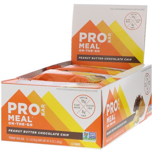 ProBar, Protein Bar, Meal, Peanut Butter Chocolate Chip, 12 Bars, 3 oz (85 g) Each Review