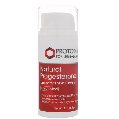 Protocol for Life Balance, Natural Progesterone, Liposomal Skin Cream, Unscented, 3 oz (85 g) Review