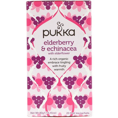 Pukka Herbs, Elderberry & Echinacea, 20 Fruit Tea Sachets, 1.41 oz (40 g) Review