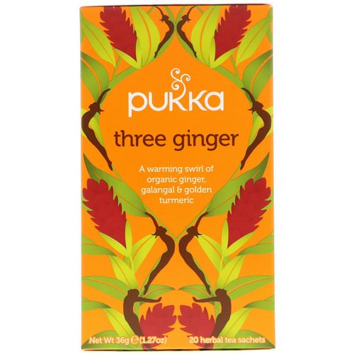 Pukka Herbs, Three Ginger Herbal Tea, Caffeine Free, 20 Tea Sachets, 1.27 oz (36 g) Review