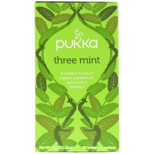 Pukka Herbs, Three Mint, Caffeine Free, 20 Herbal Tea Sachets, 1.12 oz (32 g) Review