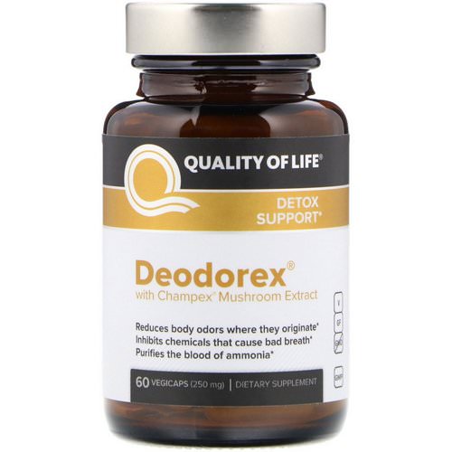 Quality of Life Labs, Deodorex, With Champex Mushroom Extract, 250 mg, 60 VegiCaps Review