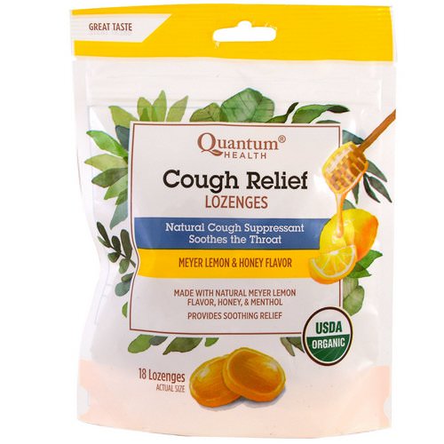 Quantum Health, Cough Relief, Lozenges, Meyer Lemon & Honey Flavor, 18 Lozenges Review