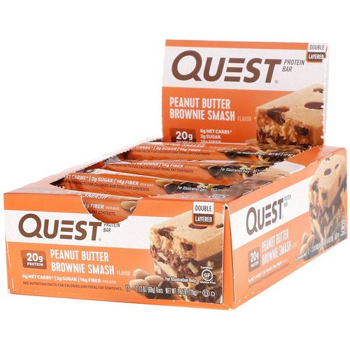 Quest Nutrition, Double Layered Protein Bar, Peanut Butter Brownie Smash, 12 Bars, 2.12 oz (60 g ) Each Review
