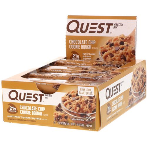 Quest Nutrition, Protein Bar, Chocolate Chip Cookie Dough, 12 Bars, 2.12 oz (60 g) Each Review