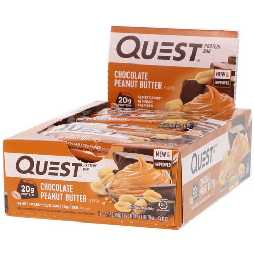 Quest Nutrition, Protein Bar, Chocolate Peanut Butter, 12 Bars, 2.12 oz (60 g) Each Review