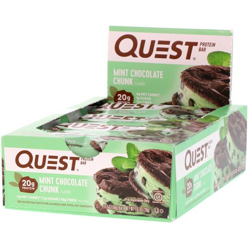 Quest Nutrition, Protein Bar, Mint Chocolate Chunk, 12 Bars, 2.12 oz (60 g) Each Review