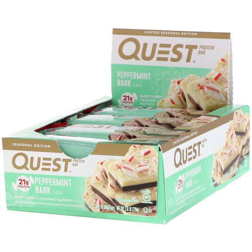 Quest Nutrition, Protein Bar, Peppermint Bark, 12 Bars, 2.12 oz (60 g) Each Review