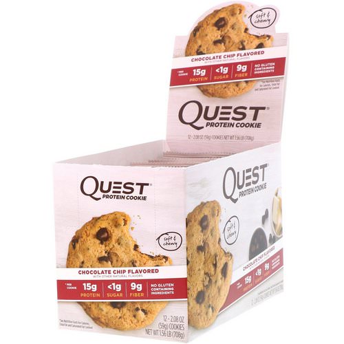 Quest Nutrition, Protein Cookie, Chocolate Chip, 12 Pack, 2.08 oz (59 g) Each Review