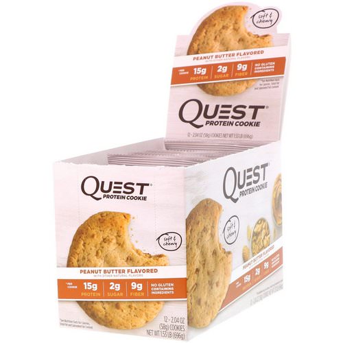 Quest Nutrition, Protein Cookie, Peanut Butter, 12 Pack, 2.04 oz (58 g) Each Review
