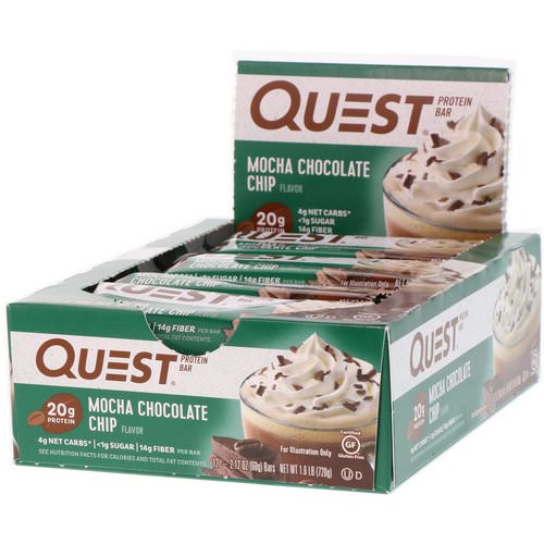 Quest Nutrition, Protein Bar, Mocha Chocolate Chip, 12 Bars, 2.12 oz (60 g) Each Review