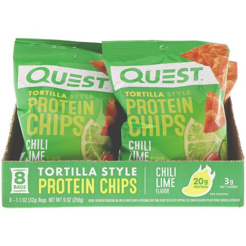 Quest Nutrition, Tortilla Style Protein Chips, Chili Lime, 8 Bags, 1.1 oz (32 g) Each Review