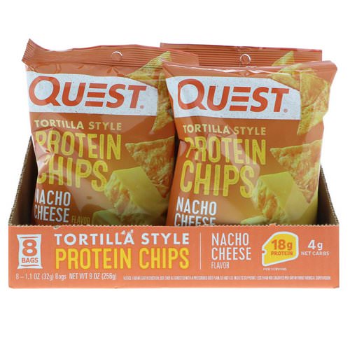 Quest Nutrition, Tortilla Style Protein Chips, Nacho Cheese, 8 Bags, 1.1 oz (32 g ) Each Review