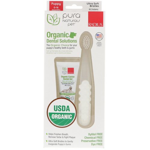 RADIUS, Organic Dental Solutions, Ultra Soft Bristles, Puppy, 0-18 Months, 1 Toothbrush + .8 oz Tooth Gel Review