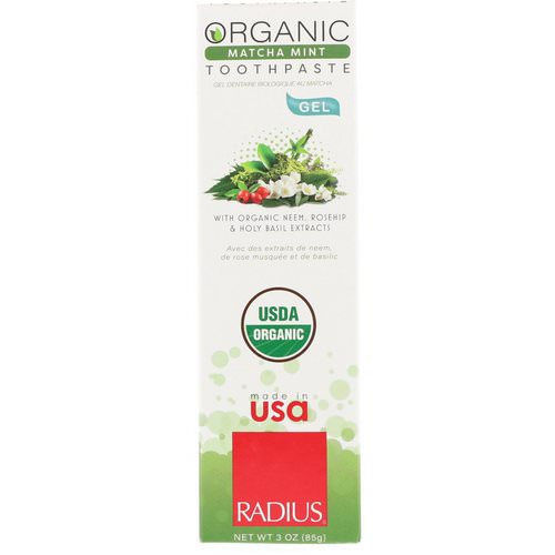 RADIUS, Organic Gel Toothpaste, Matcha Mint, 3 oz (85 g) Review