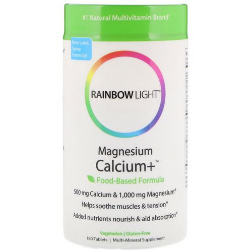 Rainbow Light, Magnesium Calcium+, Food-Based Formula, 180 Tablets Review