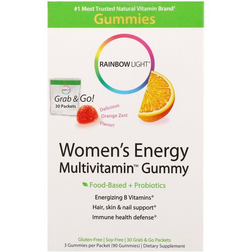 Rainbow Light, Women's Energy Multivitamin Gummy, Delicious Orange Zest Flavor, 30 Grab & Go Packets Review