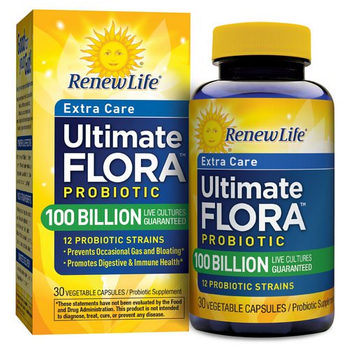 Renew Life, Extra Care, Ultimate Flora Probiotic, 100 Billion Live Cultures, 30 Vegetable Capsules Review