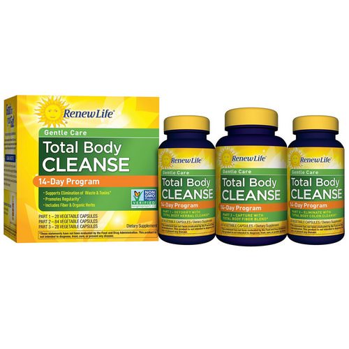 Renew Life, Gentle Care, Total Body Cleanse, 14-Day Program, 3-Part Program, Vegetable Capsules Review