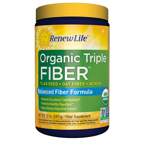 Renew Life, Organic Triple Fiber, Balanced Fiber Formula, 12 oz (340 g) Review