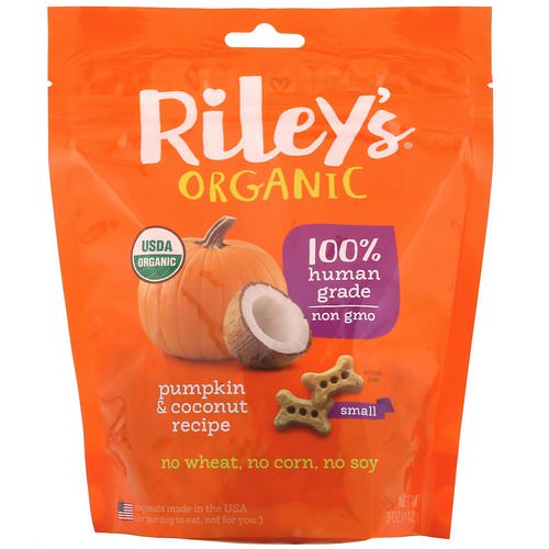 Riley’s Organics, Dog Treats, Small Bone, Pumpkin & Coconut Recipe, 5 oz (142 g) Review