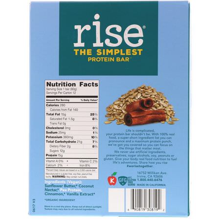 Rise Bar, Plant Based Protein Bars