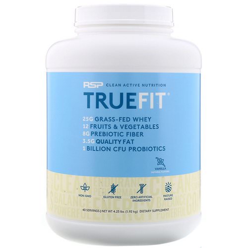 RSP Nutrition, TrueFit, Grass-Fed Whey Protein Shake, Vanilla, 4.23 lbs (1.92 kg) Review