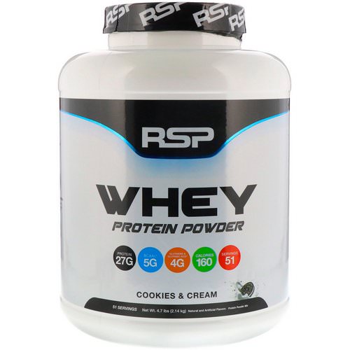 RSP Nutrition, Whey Protein Powder, Cookies and Cream, 4.7 lbs (2.14 kg) Review
