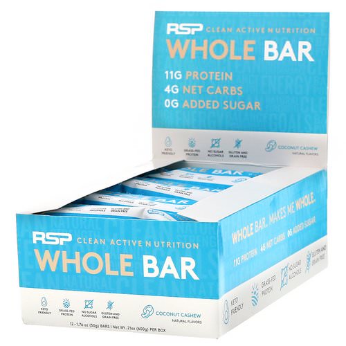 RSP Nutrition, Whole Bar, Coconut Cashew, 12 Bars, 1.76 oz (50 g) Each Review