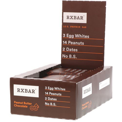 RXBAR, Protein Bars, Peanut Butter Chocolate, 12 Bars, 1.83 oz (52 g) Each Review