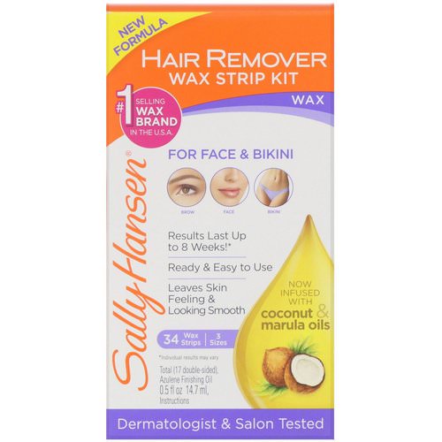 Sally Hansen, Hair Remover Wax Strip Kit, 34 Wax Strips + Finishing Oil Review