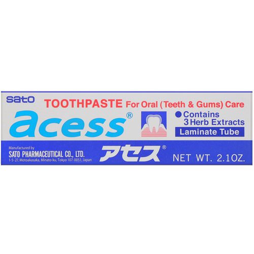 Sato, Acess, Toothpaste for Oral Care, 2.1 oz (60 g) Review