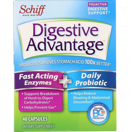 Schiff, Digestive Advantage, Fast Acting Enzymes + Daily Probiotic, 40 Capsules Review