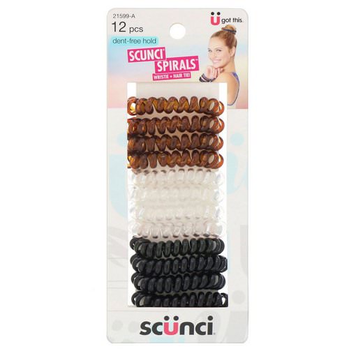 Scunci, Dent-Free Hold Spirals, Wristie + Hair Tie, 12 Pieces Review