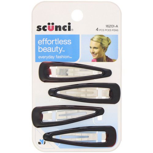 Scunci, Effortless Beauty, Snap Hair Clip, Brown, 4 Pieces Review