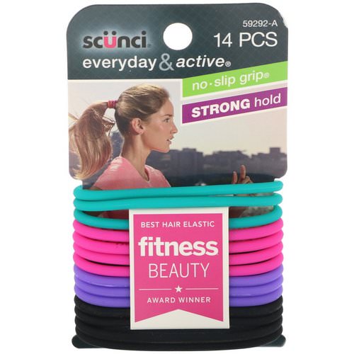 Scunci, Everyday & Active, No Slip Grip, Strong Hold Elastics, 14 Pieces Review