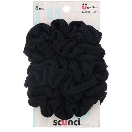 Scunci, Mixed Knits Ponytail Holder, Black, 8 Pieces Review