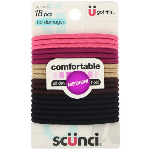 Scunci, No Damage Elastics, Comfortable, All Day Medium Hold, Neutral, 18 Pieces Review