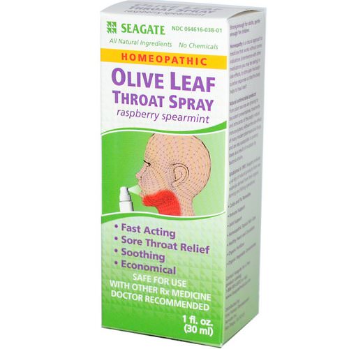 Seagate, Olive Leaf Throat Spray, Raspberry Spearmint, 1 fl oz (30 ml) Review