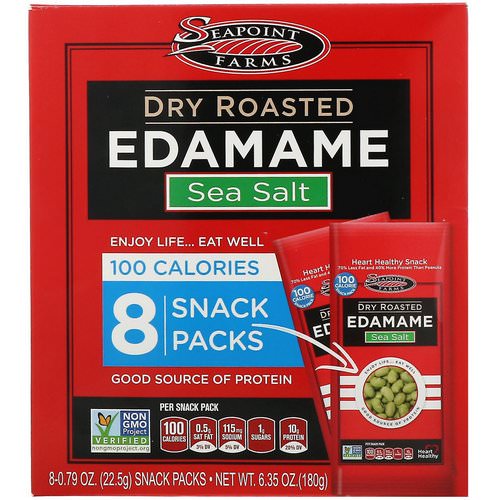 Seapoint Farms, Dry Roasted Edamame, Sea Salt, 8 Snack Packs, 0.79 oz (22.5 g) Each Review