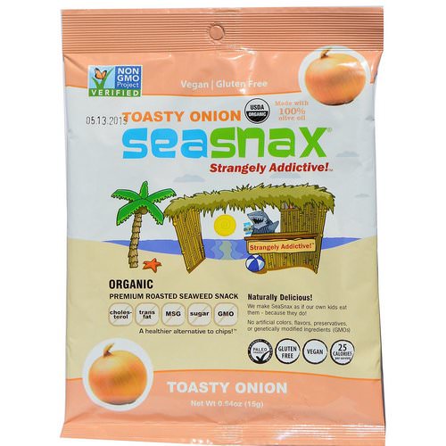 SeaSnax, Organic Premium Roasted Seaweed Snack, Toasty Onion, 0.54 oz (15 g) Review